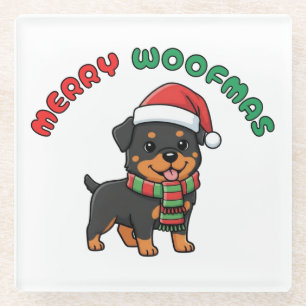 Christmas Rottweiler Untersetzer: Frohe Woofmas Glasuntersetzer