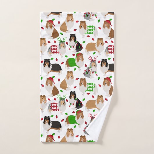 Christmas Rough Collie Bath Handtuch Set (Handtuch)