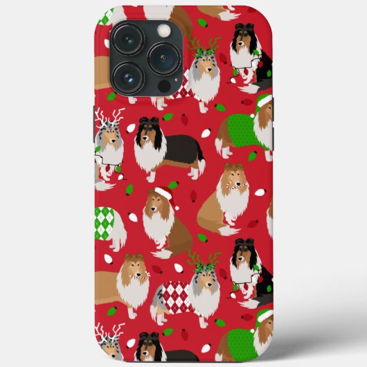 Christmas Rough Collie Case-Mate iPhone Hülle (Rückseite)