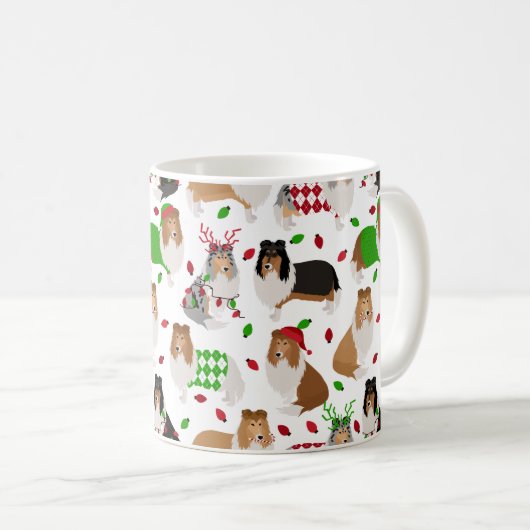 Christmas Rough Collie Coffee Tasse (VorderseiteRechts)