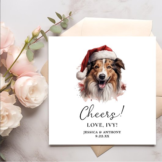 Christmas Rough Collie Dog Personalisiert Cheers Serviette