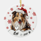Christmas Rough Collie Dog Personalisiert Keramik Ornament (Vorne)