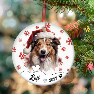 Christmas Rough Collie Dog Personalisiert Keramik Ornament