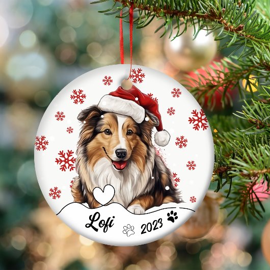 Christmas Rough Collie Dog Personalisiert Keramik Ornament