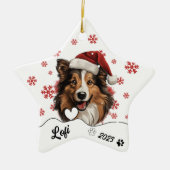 Christmas Rough Collie Dog Personalisiert Keramik Ornament (Vorne)