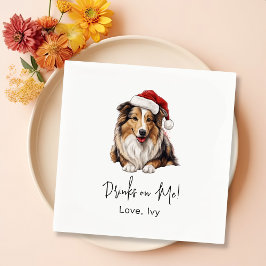 Christmas Rough Collie Dog Personalisiert Serviette
