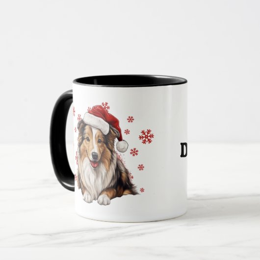 Christmas Rough Collie Dog Personalisiert Tasse (Vorderseite Links)
