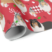 Christmas Rough Collie Geschenkpapier (Rolleneckpunkt)