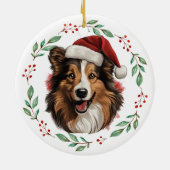 Christmas Rough Collie Hund Personalisierte Kerami Keramik Ornament (Hinten)