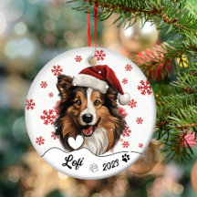 Christmas Rough Collie Hund Personalisierte Kerami
