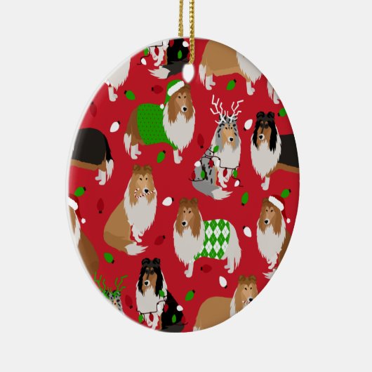 Christmas Rough Collie Keramik Ornament (Rechts)