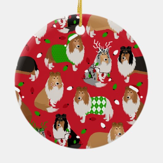 Christmas Rough Collie Keramik Ornament (Hinten)
