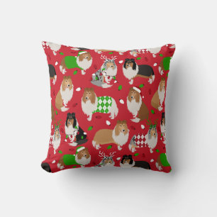 Christmas Rough Collie Kissen