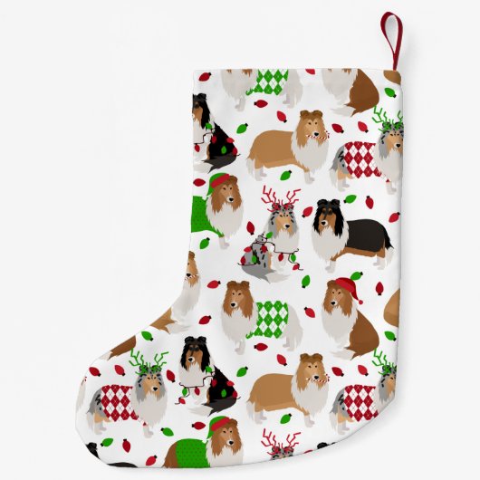 Christmas Rough Collie Kleiner Weihnachtsstrumpf (Rückseite)