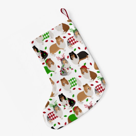 Christmas Rough Collie Kleiner Weihnachtsstrumpf (Rückseite (Hängend))