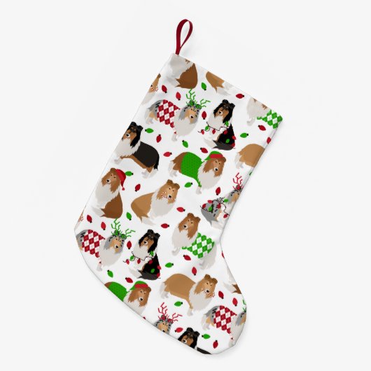 Christmas Rough Collie Kleiner Weihnachtsstrumpf (Vorderansicht (hängend))