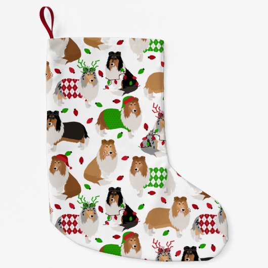 Christmas Rough Collie Kleiner Weihnachtsstrumpf (Vorderseite)