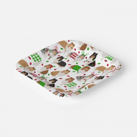 Christmas Rough Collie Paper Teller (Gewinkelt)