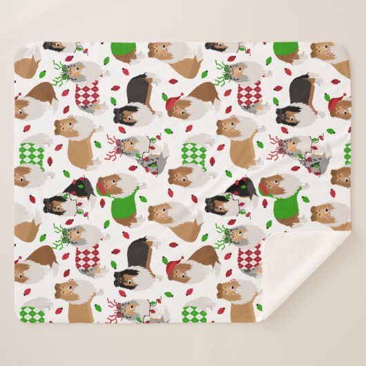 Christmas Rough Collie Sherpa Blanket Sherpadecke (Vorderseite (Horizontal))