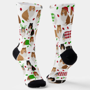 Christmas Rough Collie Socks Socken