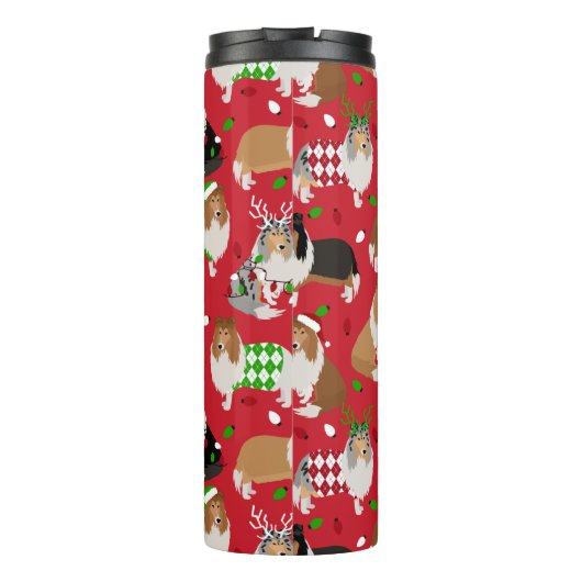 Christmas Rough Collie Thermosbecher (Rückseite)