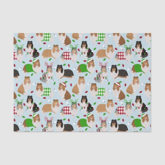 Christmas Rough Collie Tissue Paper Seidenpapier (Vorderseite)