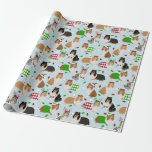 Christmas Rough Collie Wrapping Paper Geschenkpapier<br><div class="desc">Niedliche Rough Collie Hunde in festlichen Urlaubssoutiquen,  Weihnachtsmannmützen und Raute Pullover mit verstreuten Weihnachtsschmuck.</div>