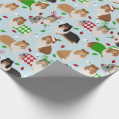 Christmas Rough Collie Wrapping Paper Geschenkpapier (Ecke)