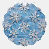 Christmas Round Blue Snowflake Foto Ornament Karte (Rückseite)