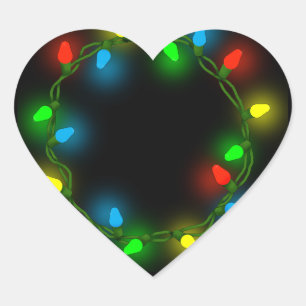 Christmas Round Lights Herz-Aufkleber