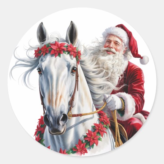 Christmas round sticker for Horse Lovers (Vorderseite)