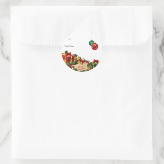 Christmas Round Sticker – Hand-Drawn Tree & Ho (Tasche)