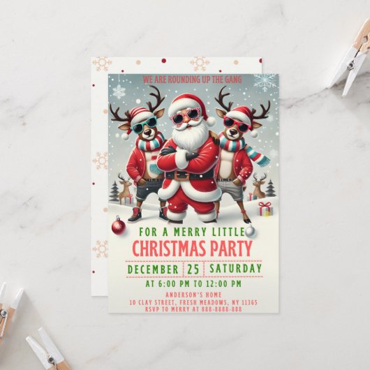 Christmas Rounding up the Gang Invitation Einladung (Vorderseite/Rückseite Beispiel)