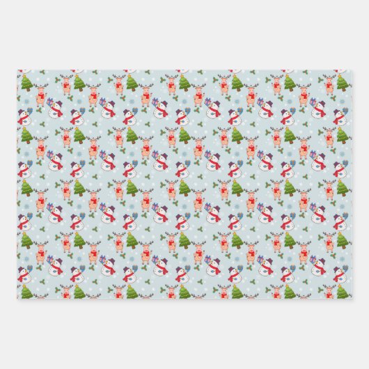 Christmas Rudolph Red Nosed Reindeer Snowmen Geschenkpapier Set (Vorderseite)