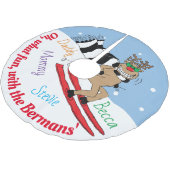 Christmas Rudolph Skiing Polyester Weihnachtsbaumdecke (Schrägansicht)