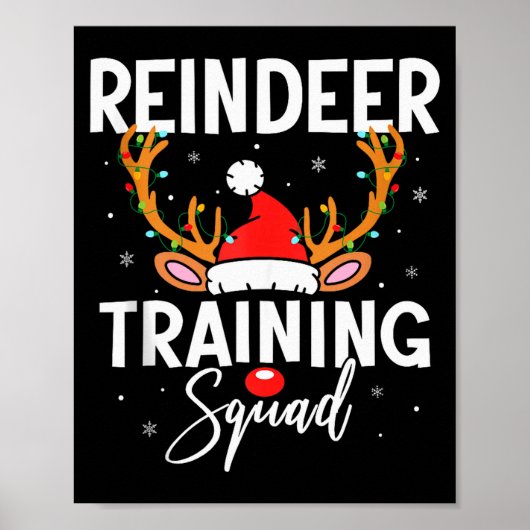 Christmas Running Team Funny Reindeer Training Squ Poster (Vorne)
