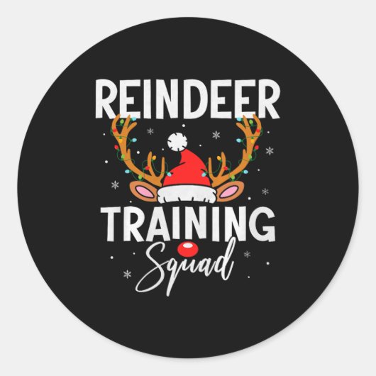 Christmas Running Team Funny Reindeer Training Squ Runder Aufkleber (Vorderseite)