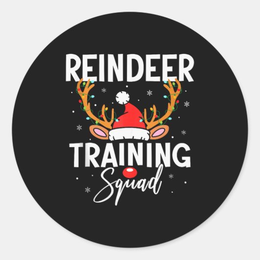 Christmas Running Team Funny Reindeer Training Squ Runder Aufkleber (Vorderseite)