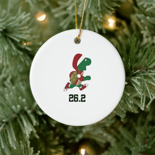 Christmas Running Turtle Marathon Keramik Ornament (Baum)