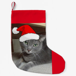 Christmas Russian Blue Cat Kleiner Weihnachtsstrumpf