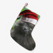 Christmas Russian Blue Cat Kleiner Weihnachtsstrumpf (Vorderansicht (hängend))