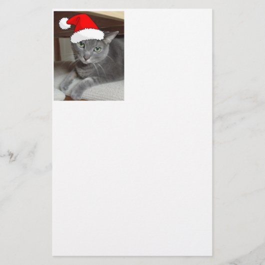 Christmas Russian Blue Gray Cat Briefpapier (Vorderseite)
