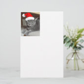 Christmas Russian Blue Gray Cat Briefpapier (Stehend Vorderseite)
