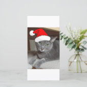 Christmas Russian Blue Gray Cat Feiertagskarte (Stehend Vorderseite)