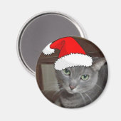 Christmas Russian Blue Gray Cat Magnet (Vorderseite/Rückseite)