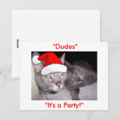 Christmas Russian Blue Gray Cats Feiertagskarte (Vorne/Hinten)