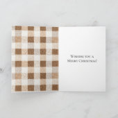 Christmas Rustic Cream Brown Plaid Deer Karte (Innenseite)
