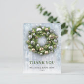 Christmas Rustic Wreath Corporate Vielen Dank Postkarte (Stehend Vorderseite)