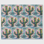 Christmas Saguaro Cactus Whimsical Decoupage Geschenkpapier (Flach)