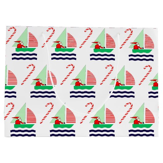Christmas Sailing Nautical Große Geschenktüte (Rückseite)
